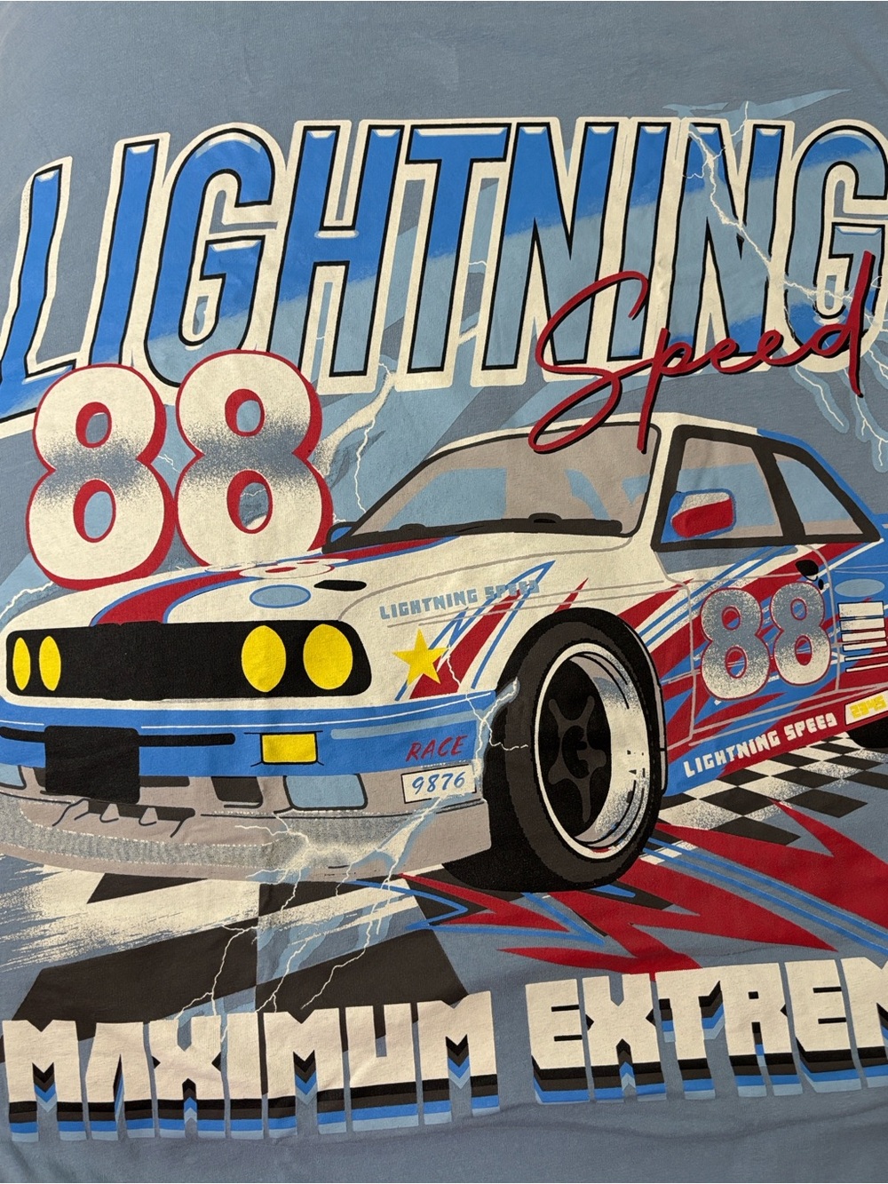 Cotton On Blue Graphic 'Lightning Speed' Racing Tee